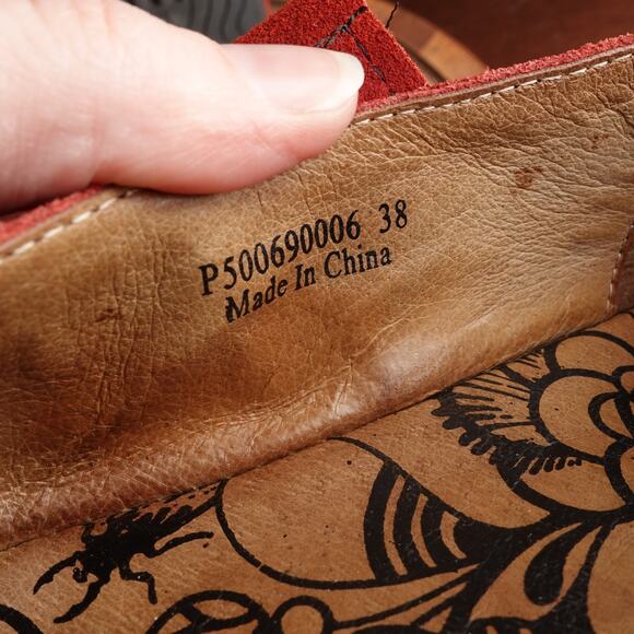 Fly London Shoes Womens SZ EU 38 US 7.5-8 Red Lato Mary Jane Wedge Suede Comfort - Picture 12 of 13